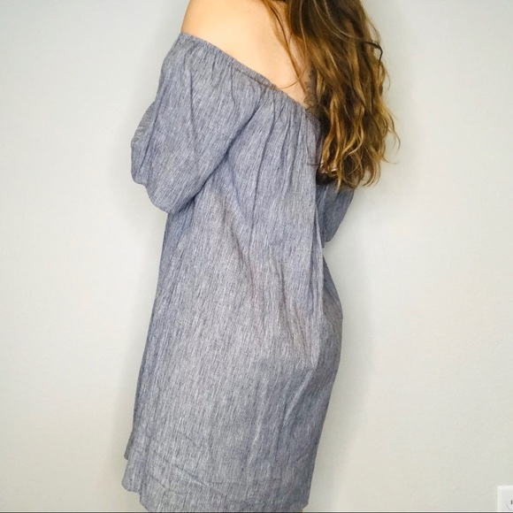 Freeway blue & white off shoulder shift dress - Picture 5 of 5